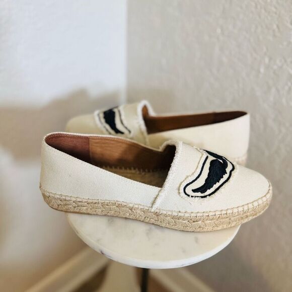 Zadig & Voltaire Canvas Espadrille Slip on‎ Flat, Cream/Black, Size 11, NWOT - Picture 8 of 16